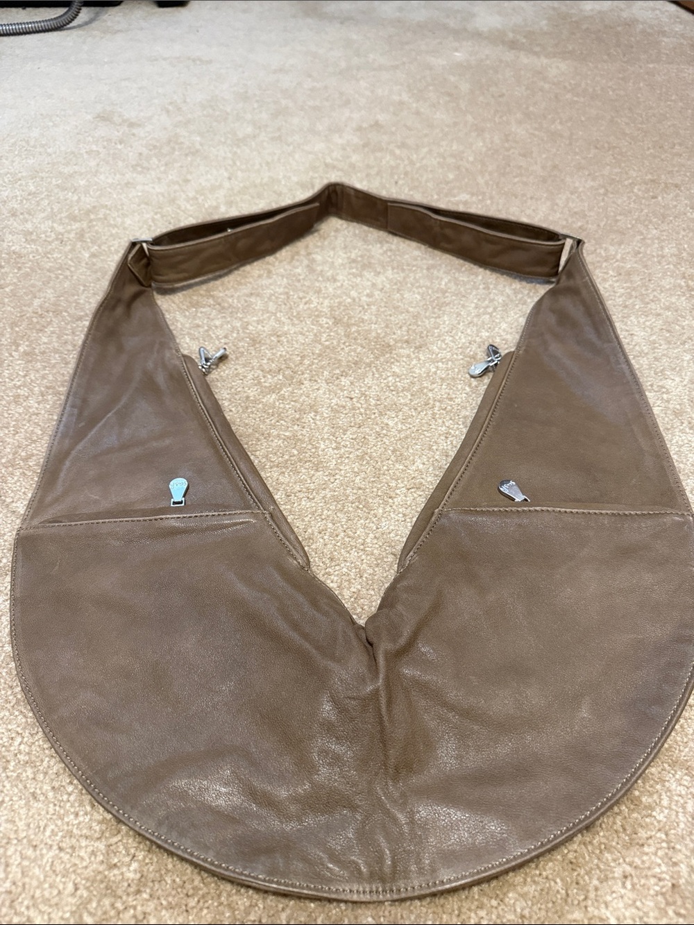 Sash Bag Brown Leather Crossbody Sling Bag - Shiitaki color